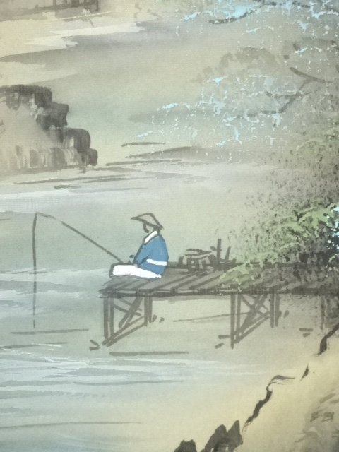 道具 ] - 道具 小川映月筆 彩色山水 肉筆絹本掛軸（共箱） | ネット